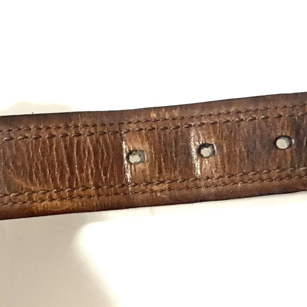 Thrashed Columbia Belt Mens Sz 40 Casual Comfort Work Belt Brown Leather Worn